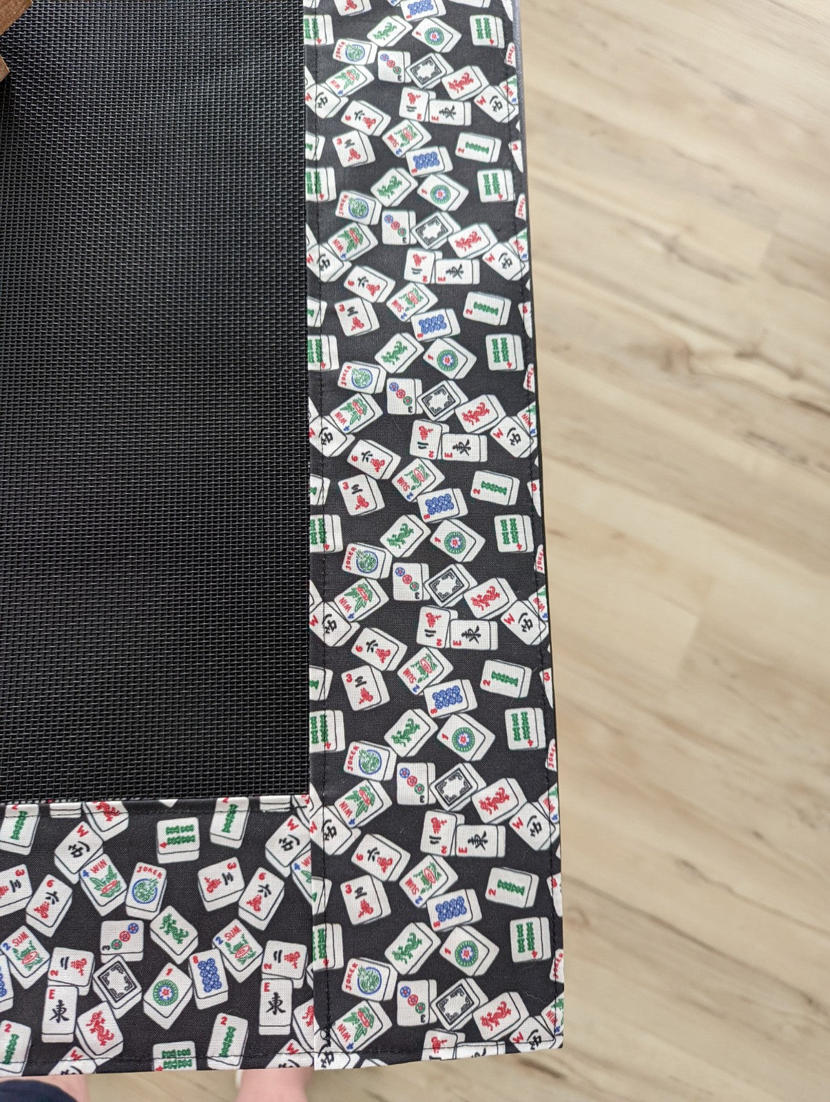 Mahj Table Topper-Designer Mah Jongg Themed Fabric and Heavy Duty Pet Screening