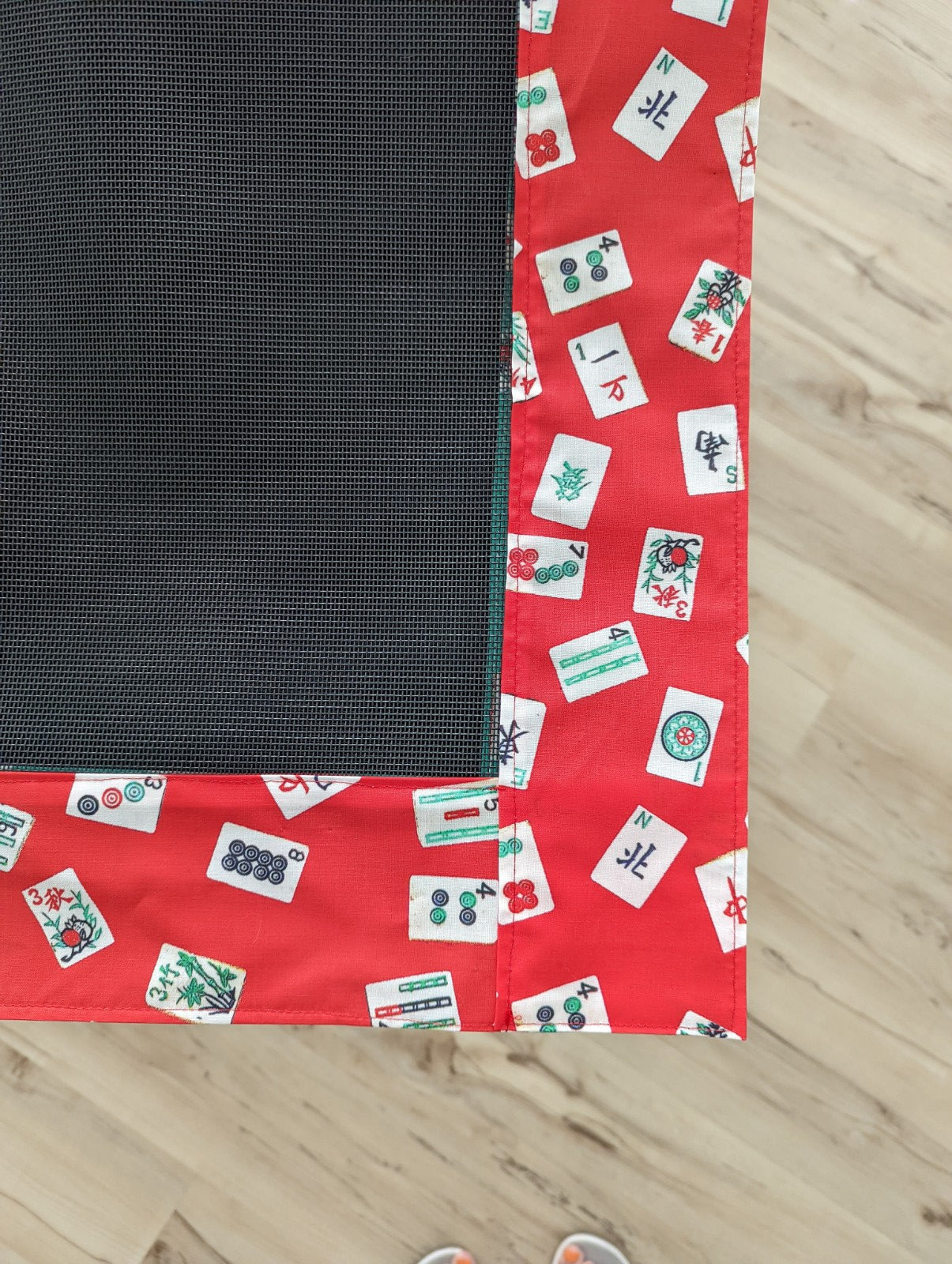Mahj Table Topper-Designer Mah Jongg Themed Fabric and Heavy Duty Pet Screening