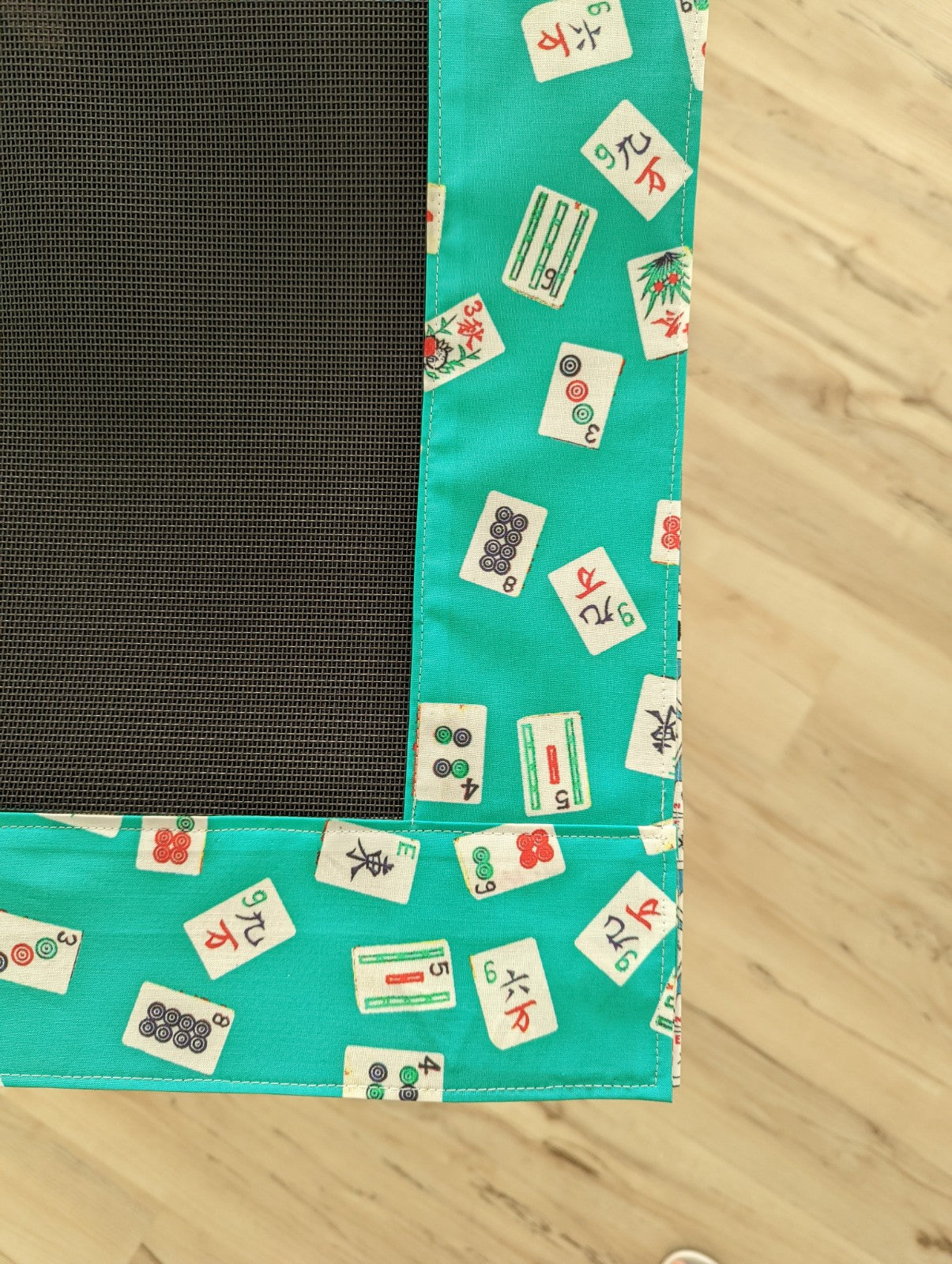 Mahj Table Topper-Designer Mah Jongg Themed Fabric and Heavy Duty Pet Screening